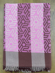 Pink Brown Geometric Print Jacquard Blankets