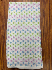 White Base Pastel Hearts Muslin Towel