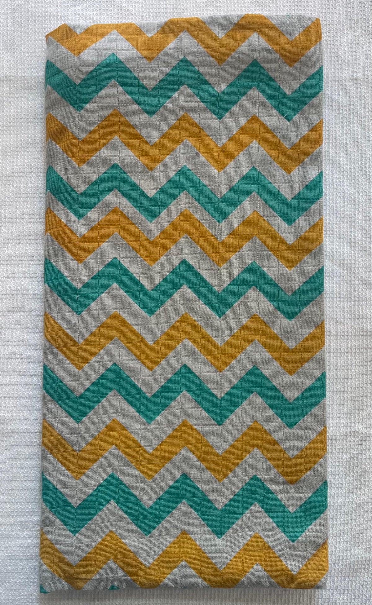 Grey Base Zig Zag Print Muslin Towel