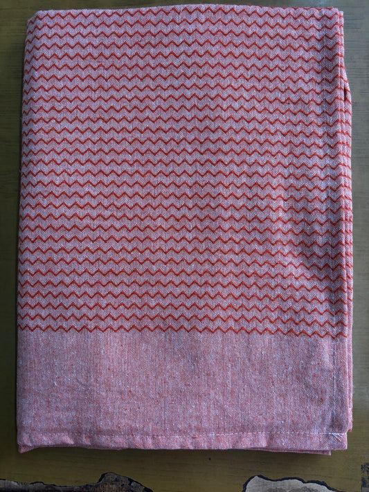 Red Zig Zag Print Single Cot Bedsheet