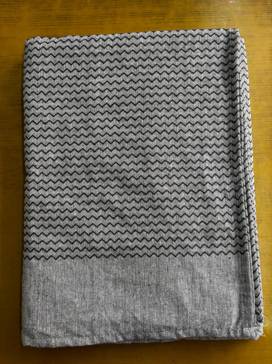 Dark Gray Zig Zag Print Single Cot Bedsheet