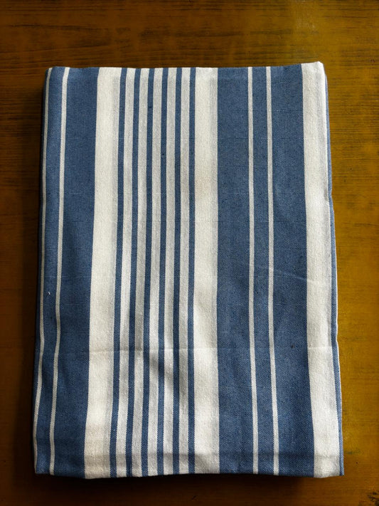 White Blue Stripe Print Single Cot Bedsheet