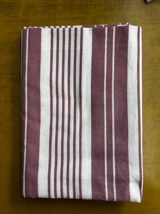 White Light Maroon Stripe Print Single Cot Bedsheet