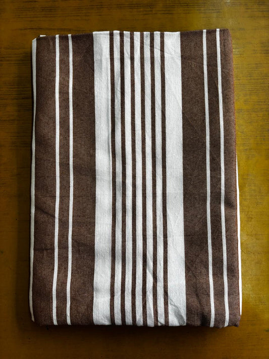 White Brown Stripe Print Single Cot Bedsheet