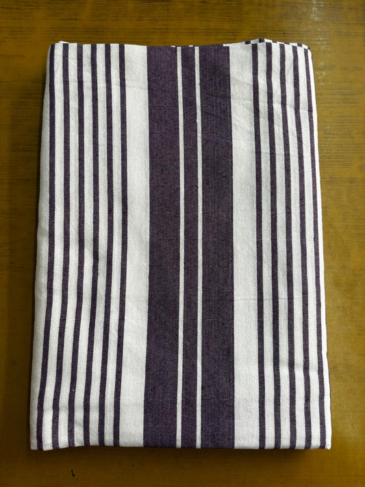White Dark Purple Stripe Print Single Cot Bedsheet