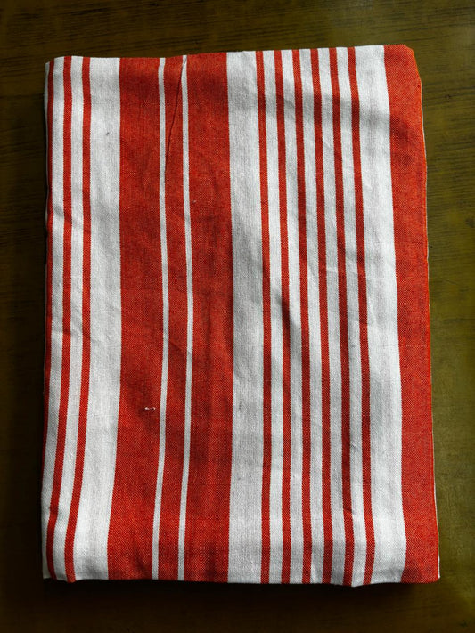 White Orange Stripe Print Single Cot Bedsheet