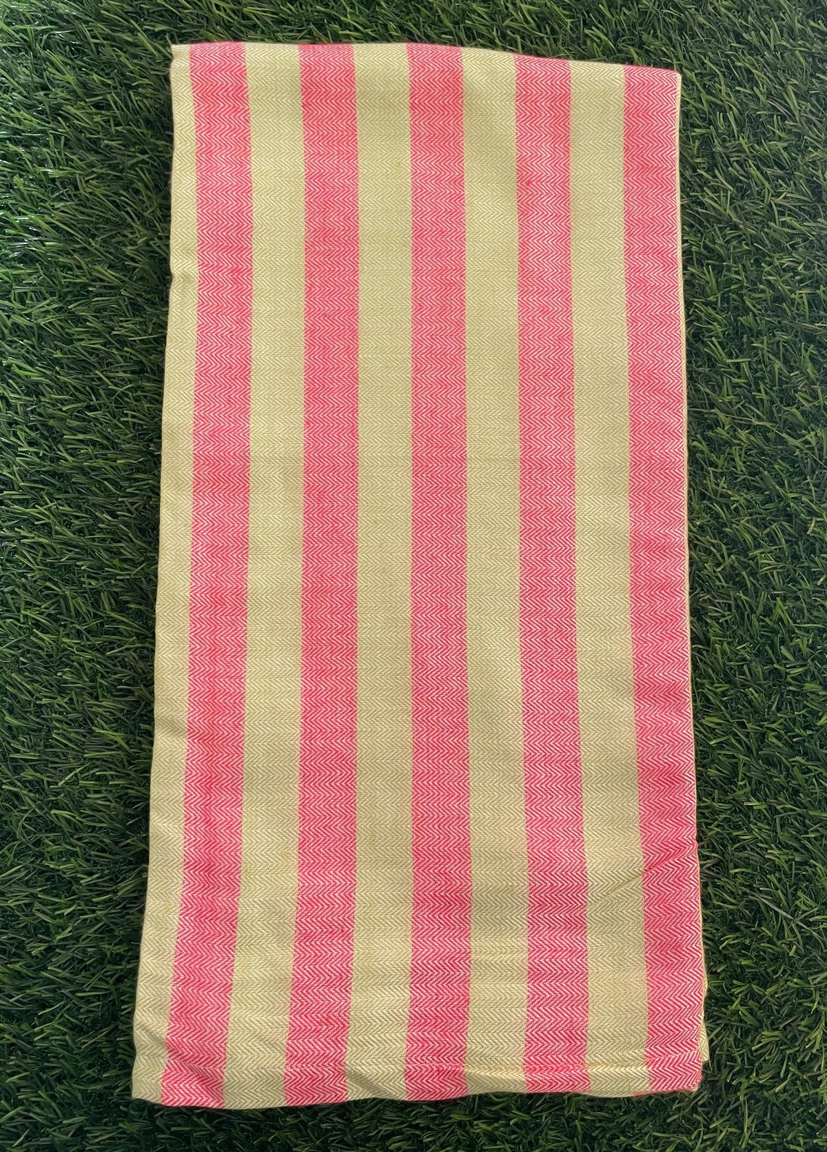 Red & Light Green Stripe Print Bamboo Towel
