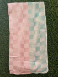 Red & Aqua Lines Checked Print Bamboo Towel