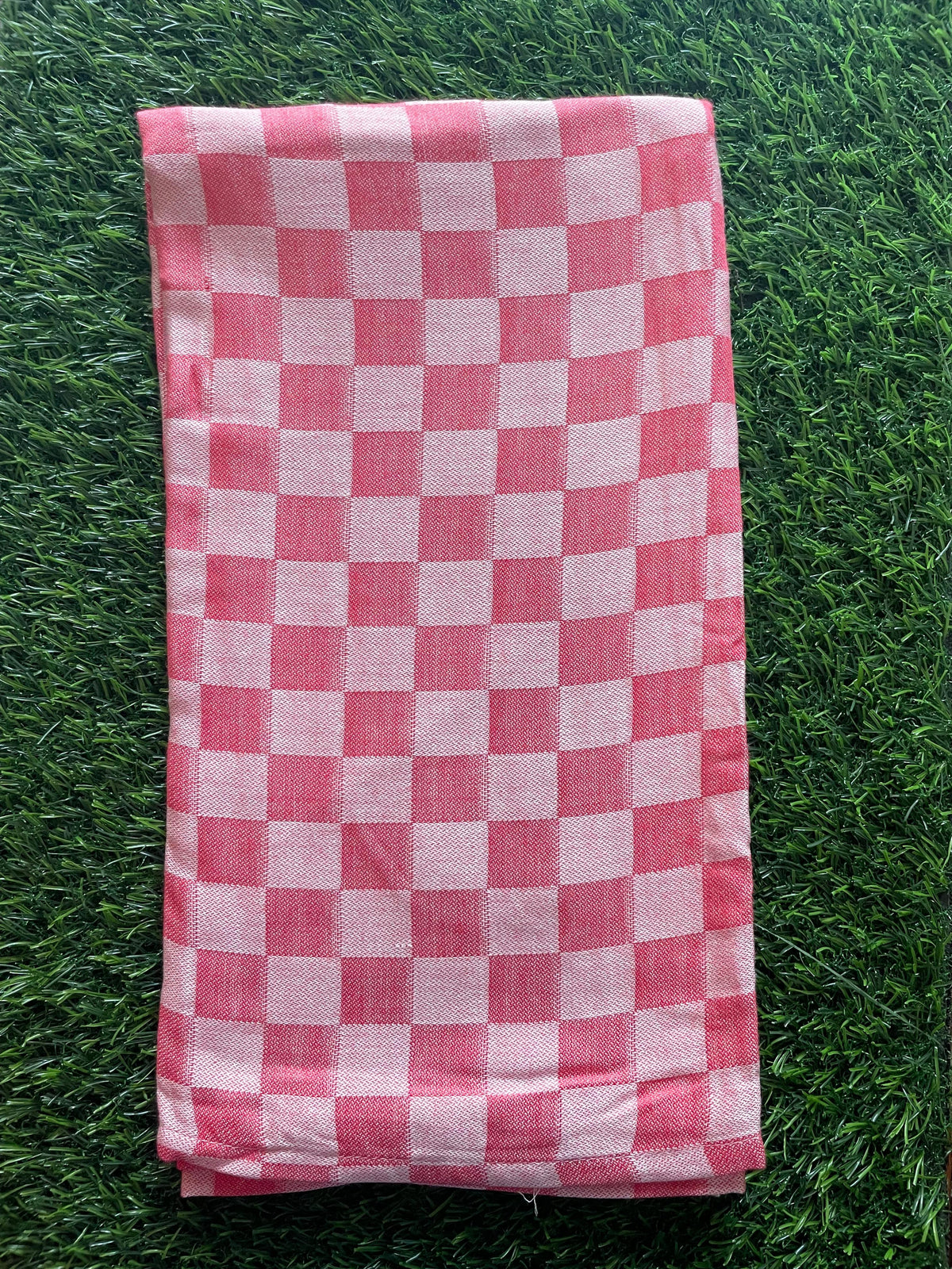 Red Checked Print Bamboo Towel