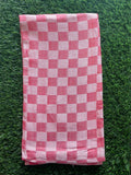 Red Checked Print Bamboo Towel
