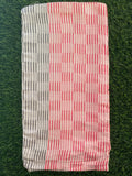 Red & Gray Lines Checked Print Bamboo Towel
