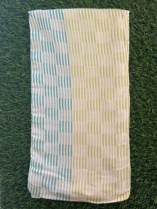 Aqua & Light Green Lines Checked Print Bamboo Towel