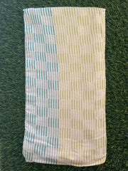 Aqua & Light Green Lines Checked Print Bamboo Towel