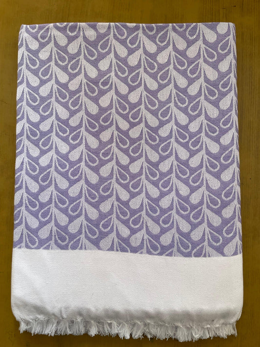 Lavender Base Floral Print Jacquard Blankets