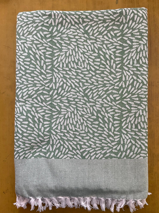 Green Base Drops Print Jacquard Blankets