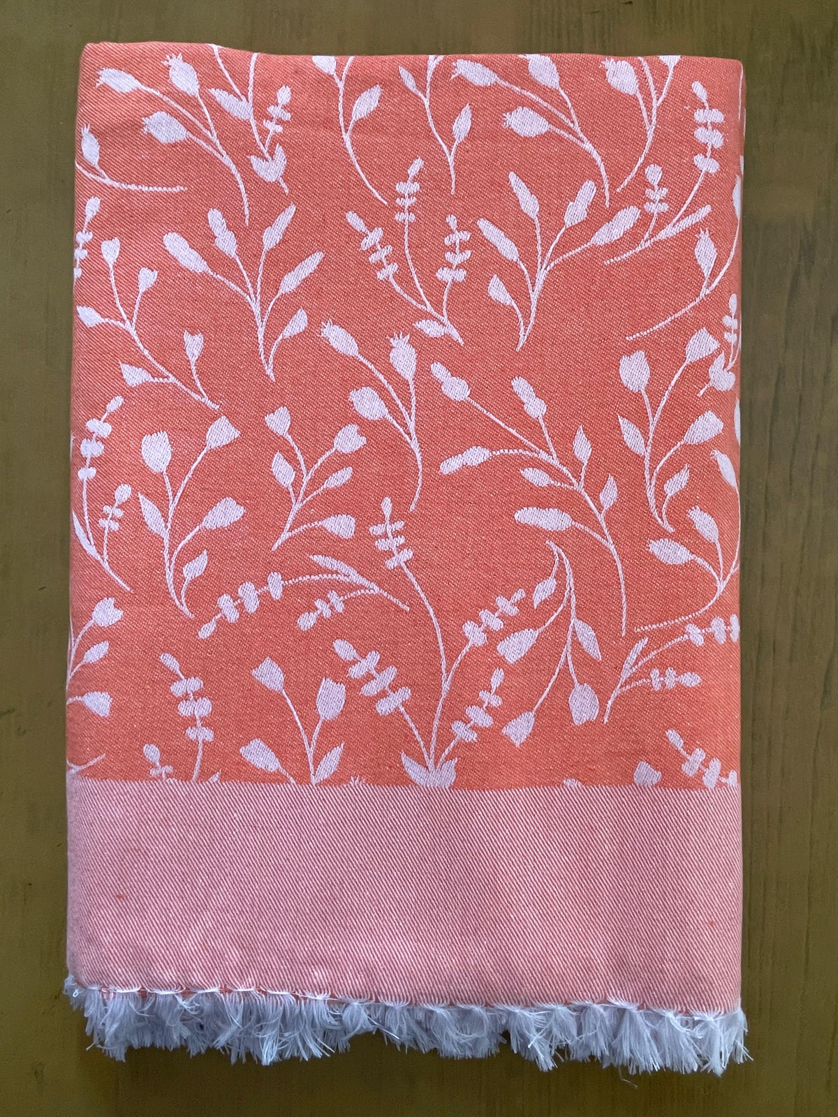 Orange Base Plant Print Jacquard Blankets