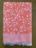 Orange Base Plant Print Jacquard Blankets