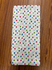 White Base Colours Hearts Muslin Towel