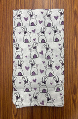 Whitw Base Purple Bunny Muslin Towel