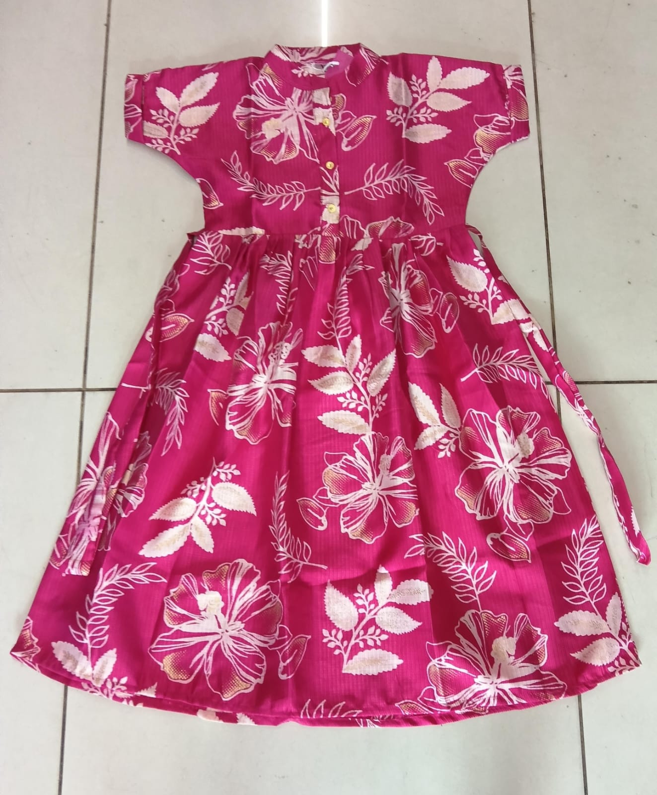Magenta Floral Kids Dress
