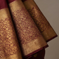 Maroon Gold Zari Border Saree fabric detail