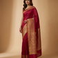 Maroon Gold Zari Border Saree worn by model