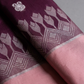 Maroon Pink Floral Border Saree fabric detail