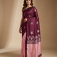 Maroon Pink Floral Border Saree worn by model