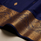 Navy Blue Gold Traditional Border Saree fabric detail