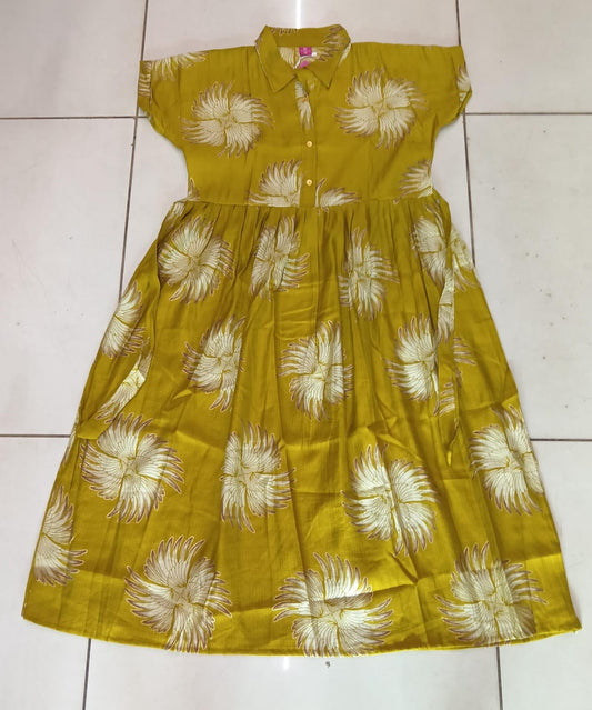 Olive Floral Shirt Dress