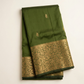 Olive Green Gold Border Saree folded view
