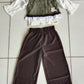 Olive Knit Top Brown Pant Set