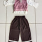Pink Knit Top Brown Pant Set