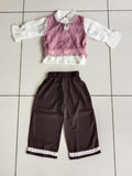 Pink Knit Top Brown Pant Set