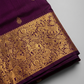 Purple Gold Brocade Border Saree fabric detail