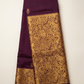 Purple Gold Brocade Border Saree folded view