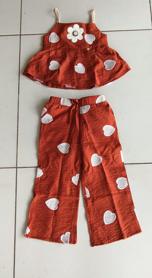 Rust Heart Top Pant Set