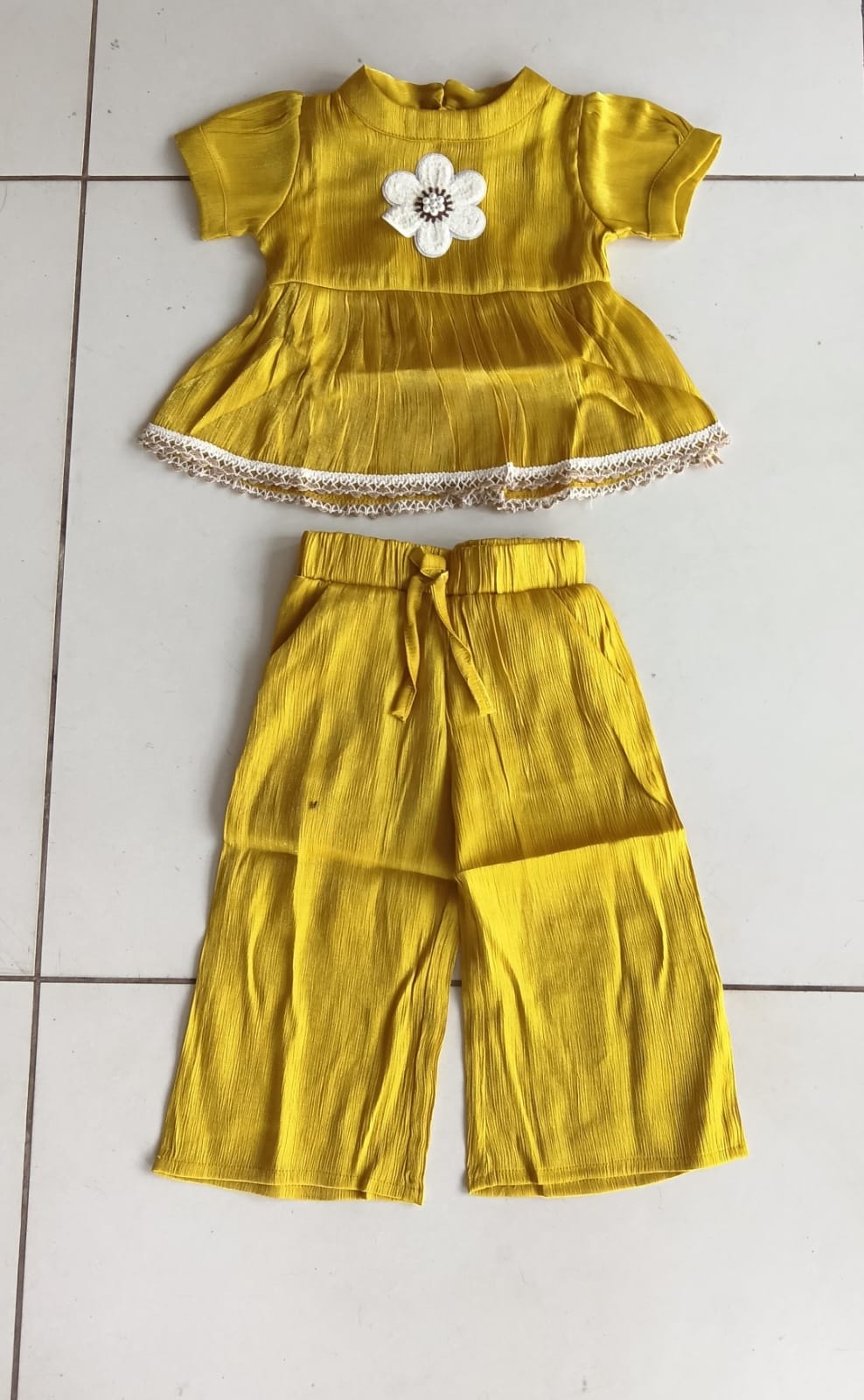 Yellow Flower Top Pant Set